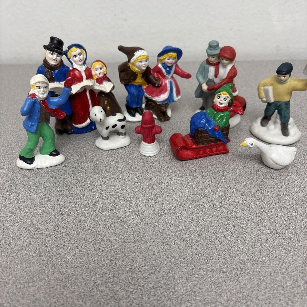 Lot of 9 VTG Christmas Village People Figures Ornaments 2-4” Ceramic Porcelain